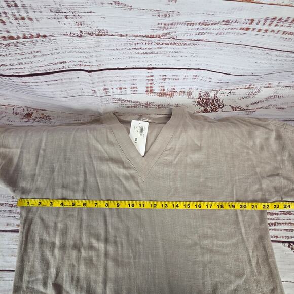 Evereve Vienna Dress S Linen Blend Fawn Taupe Minimal Neutral Basic Timeless NWT - Picture 13 of 16